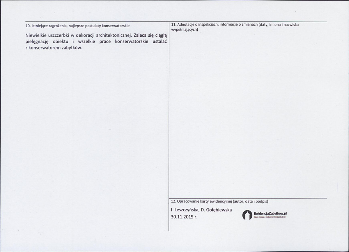 Karta obiektu niewpisanego do rejestru, skan nr 2
