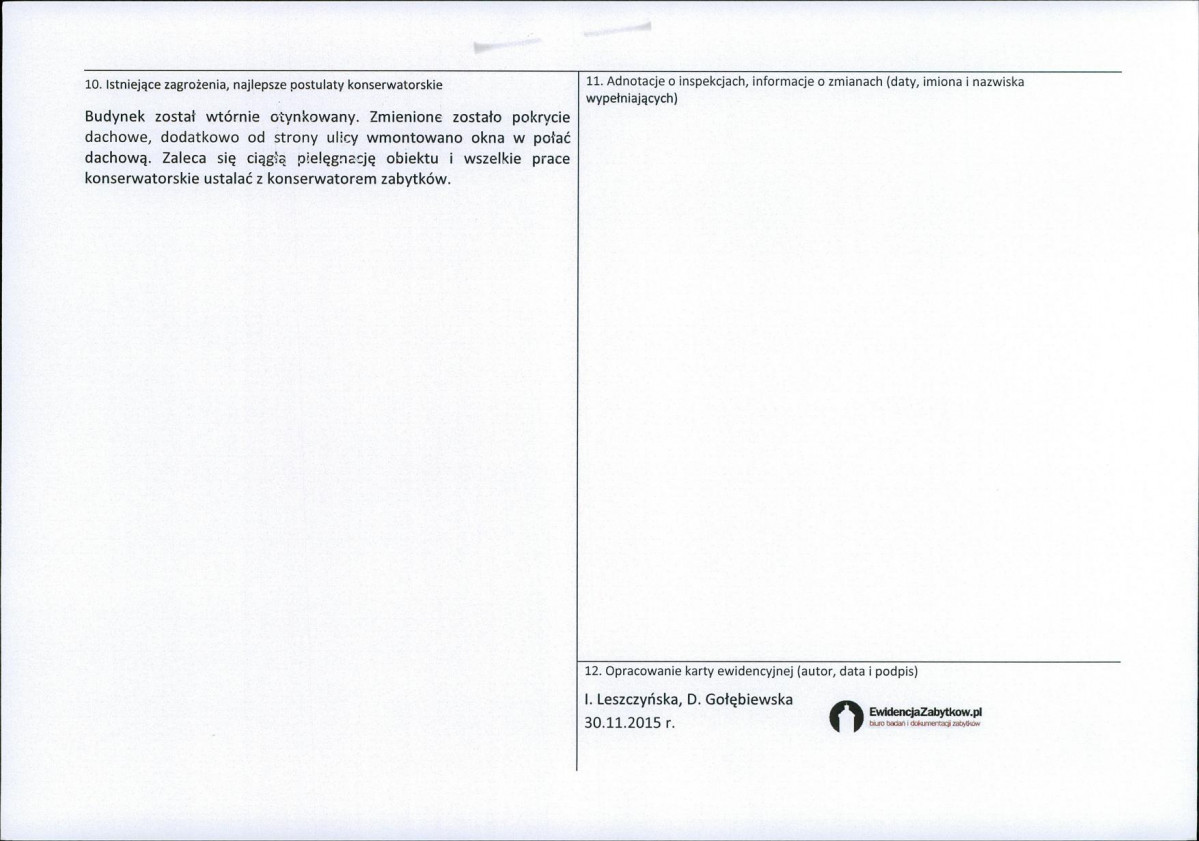 Karta obiektu niewpisanego do rejestru, skan nr 2