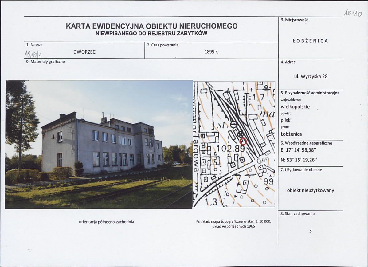 Karta obiektu niewpisanego do rejestru, skan nr 1