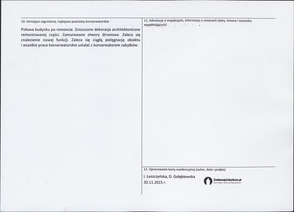 Karta obiektu niewpisanego do rejestru, skan nr 2