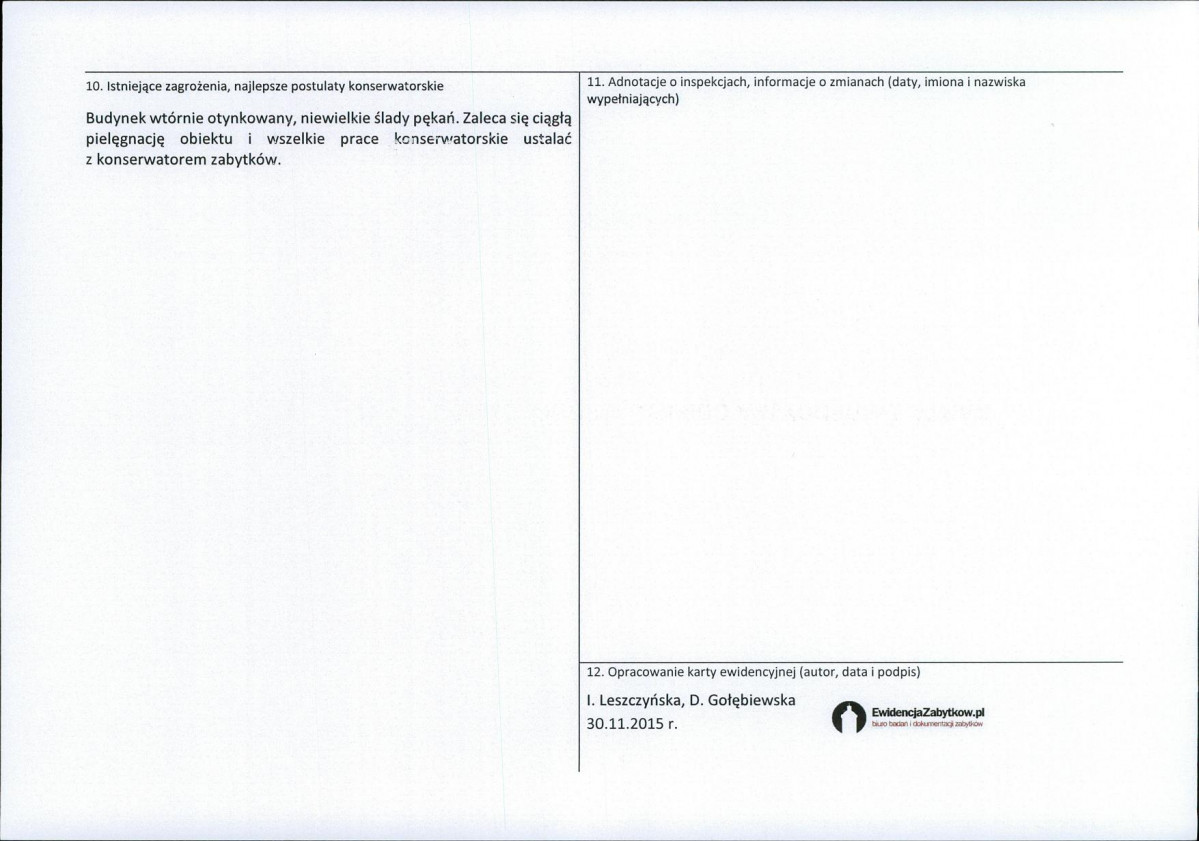 Karta obiektu niewpisanego do rejestru, skan nr 2