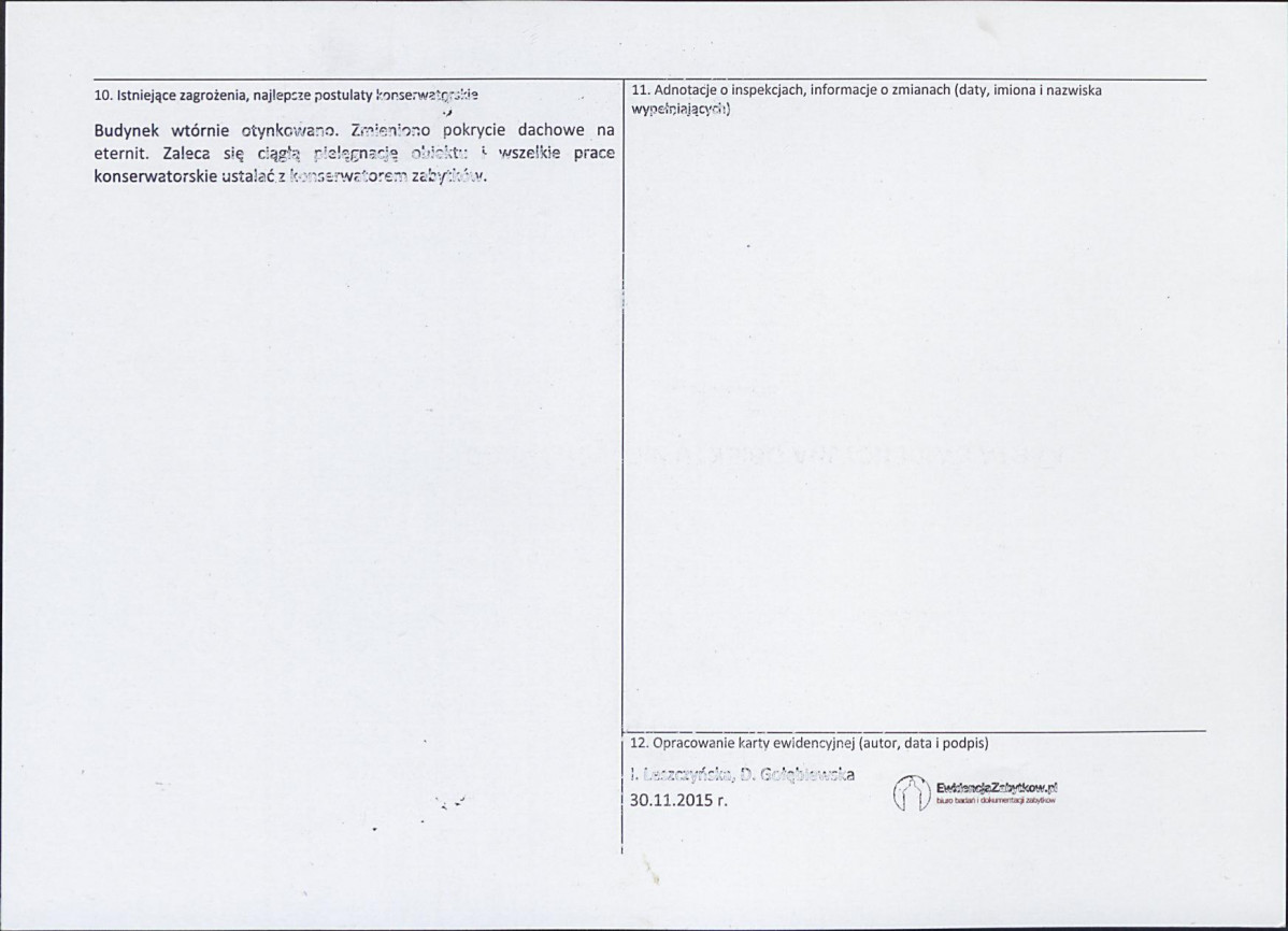 Karta obiektu niewpisanego do rejestru, skan nr 2