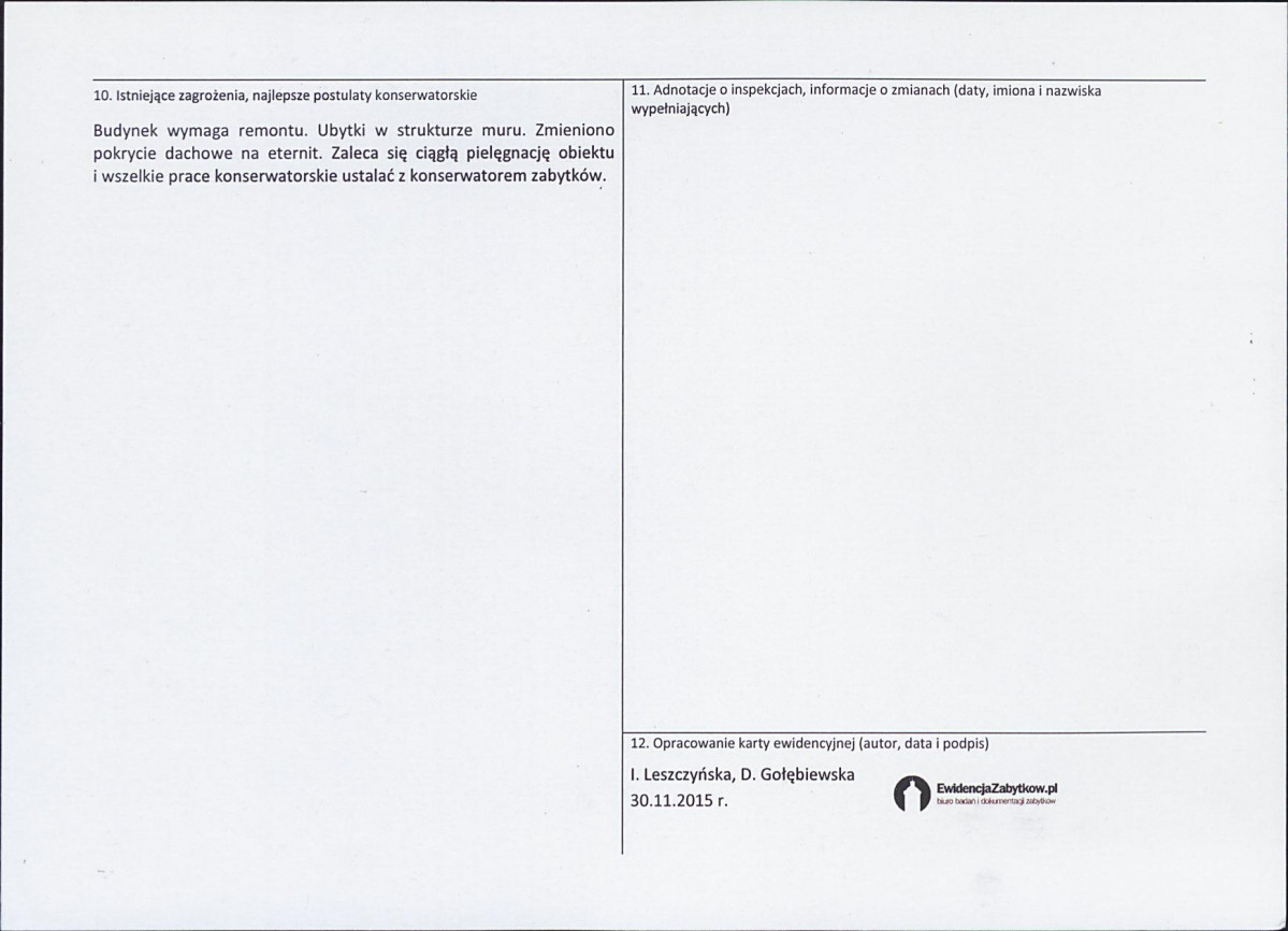 Karta obiektu niewpisanego do rejestru, skan nr 2