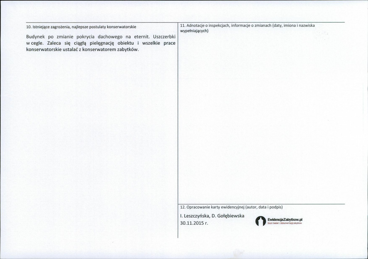 Karta obiektu niewpisanego do rejestru, skan nr 2