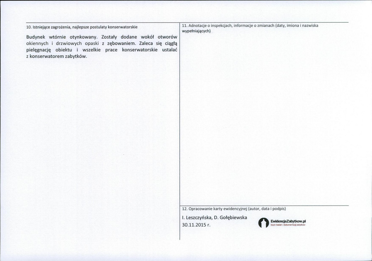 Karta obiektu niewpisanego do rejestru, skan nr 2