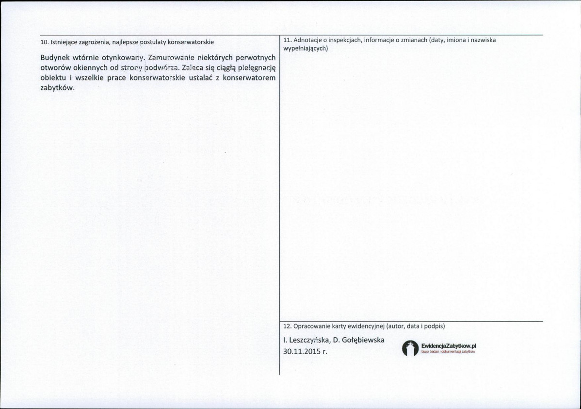 Karta obiektu niewpisanego do rejestru, skan nr 2