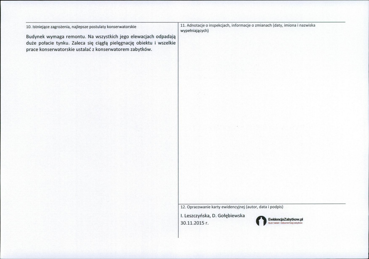 Karta obiektu niewpisanego do rejestru, skan nr 2
