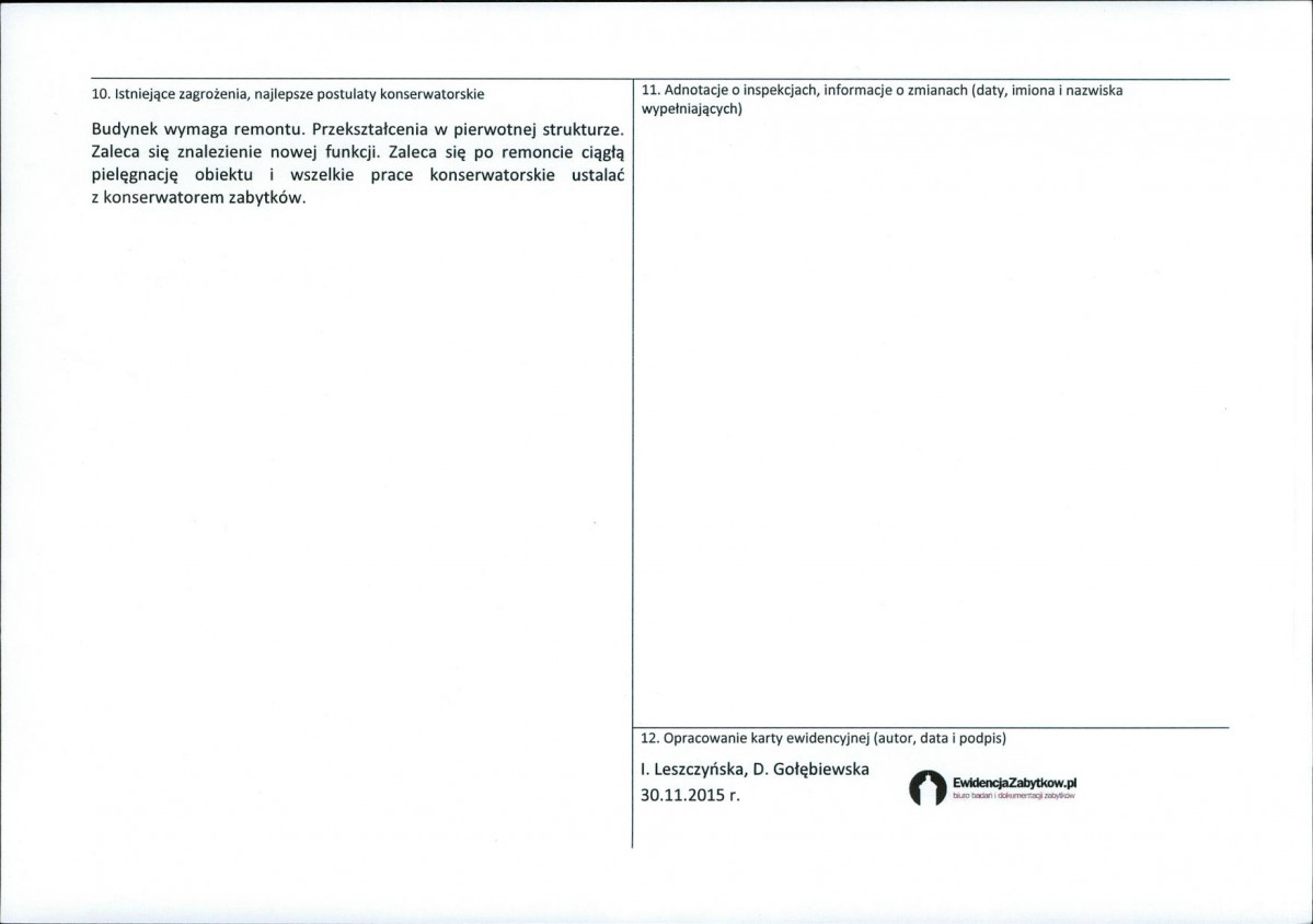 Karta obiektu niewpisanego do rejestru, skan nr 2