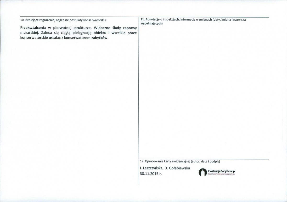 Karta obiektu niewpisanego do rejestru, skan nr 2