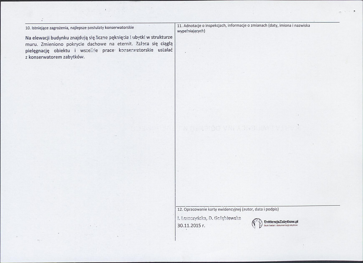 Karta obiektu niewpisanego do rejestru, skan nr 2