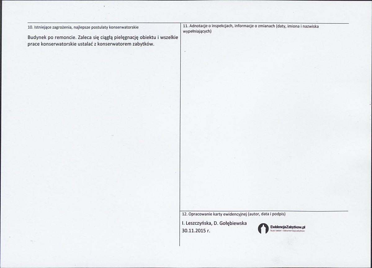 Karta obiektu niewpisanego do rejestru, skan nr 2