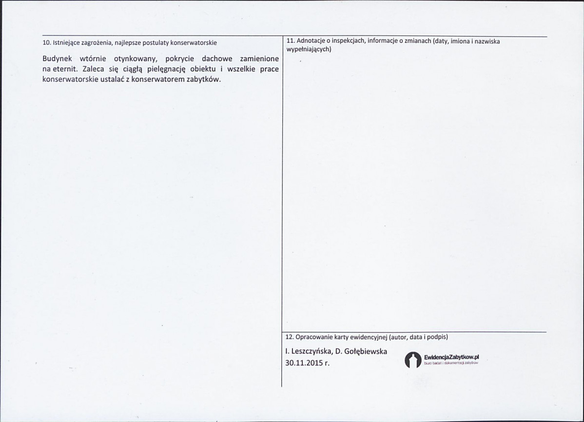 Karta obiektu niewpisanego do rejestru, skan nr 2