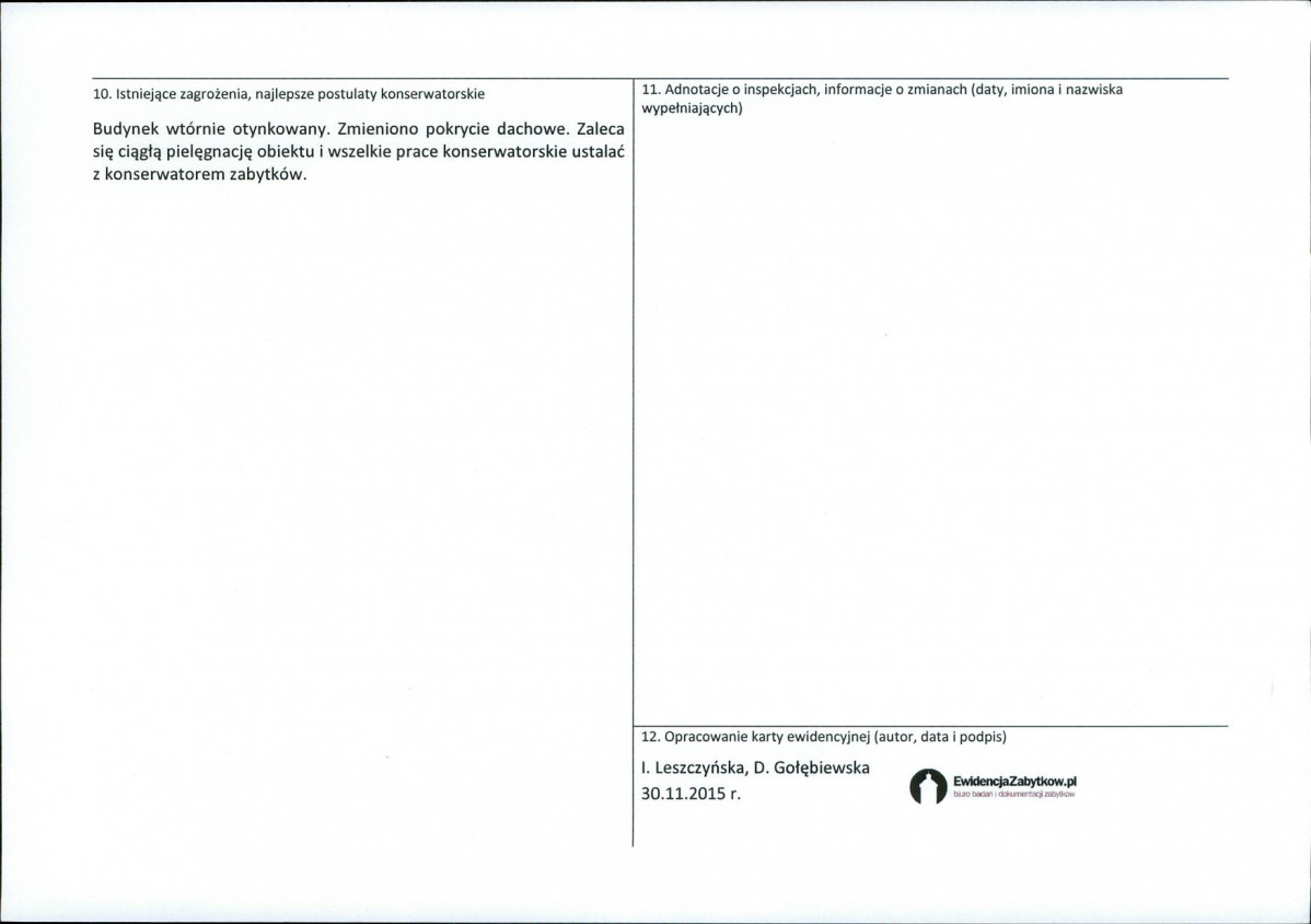 Karta obiektu niewpisanego do rejestru, skan nr 2