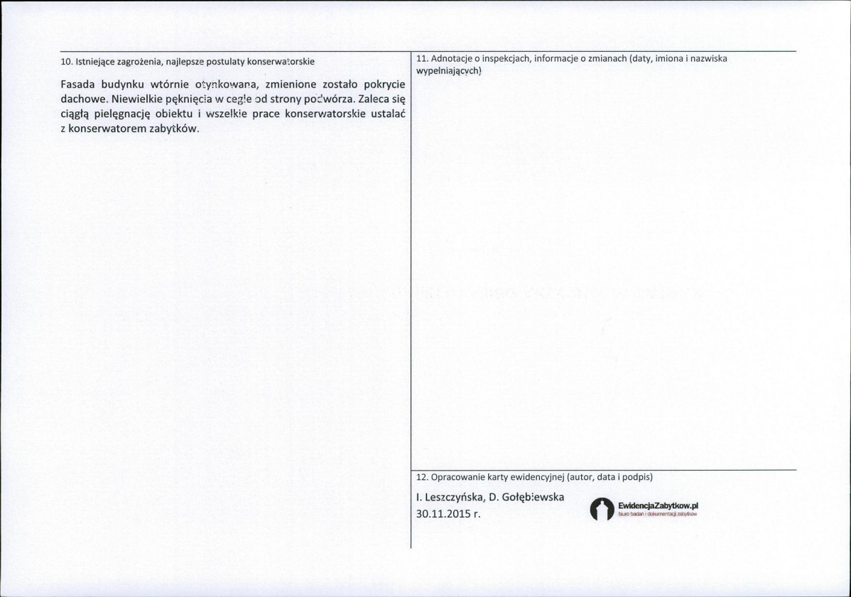 Karta obiektu niewpisanego do rejestru, skan nr 2
