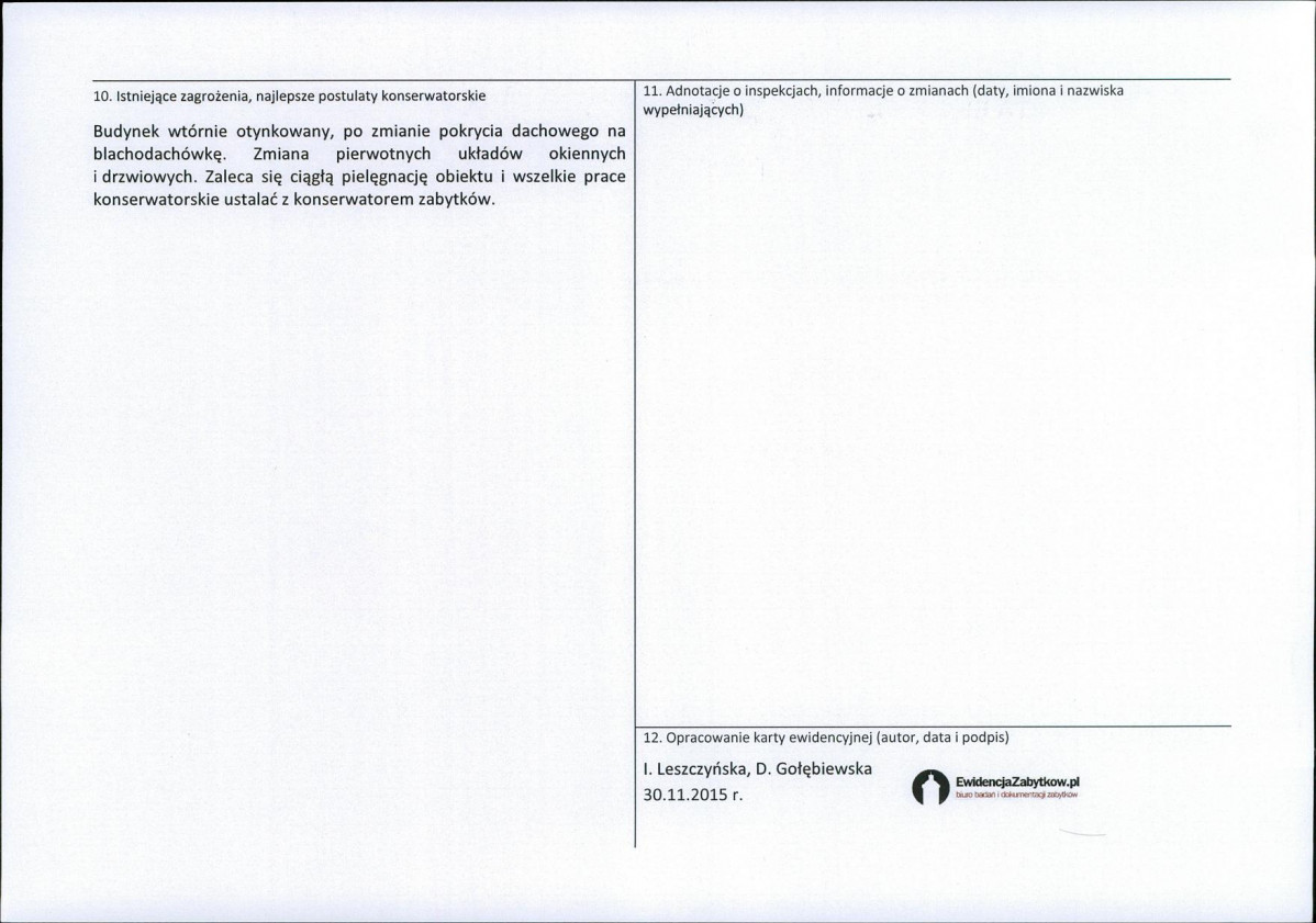 Karta obiektu niewpisanego do rejestru, skan nr 2