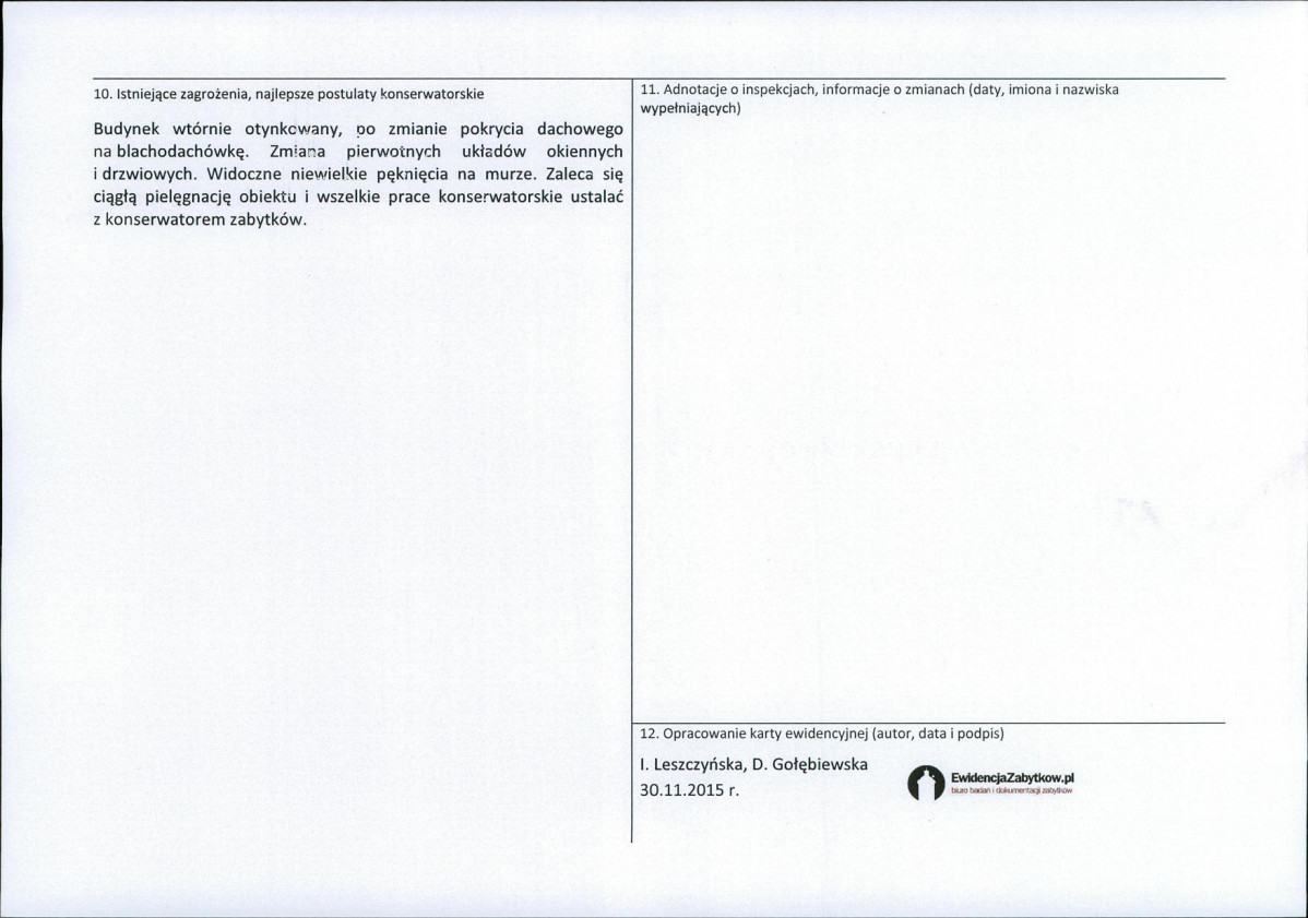 Karta obiektu niewpisanego do rejestru, skan nr 2