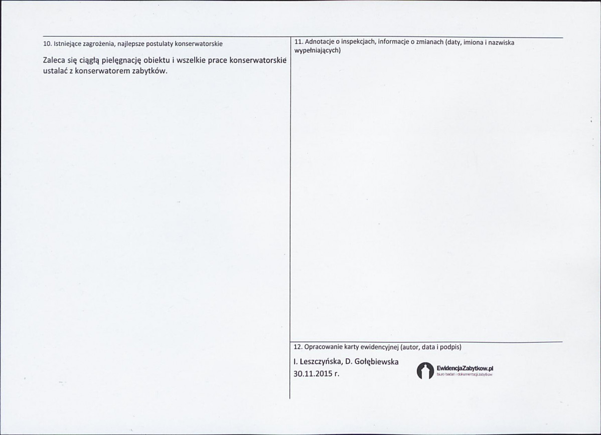 Karta obiektu niewpisanego do rejestru, skan nr 2