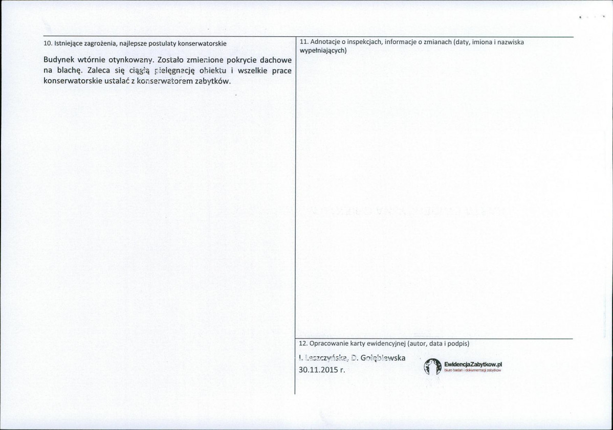 Karta obiektu niewpisanego do rejestru, skan nr 2