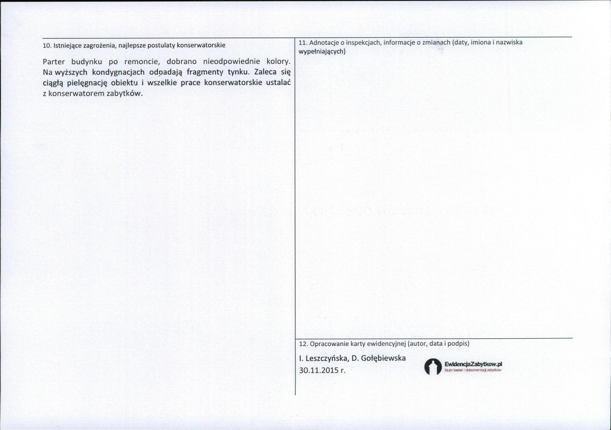 Karta obiektu niewpisanego do rejestru, skan nr 2