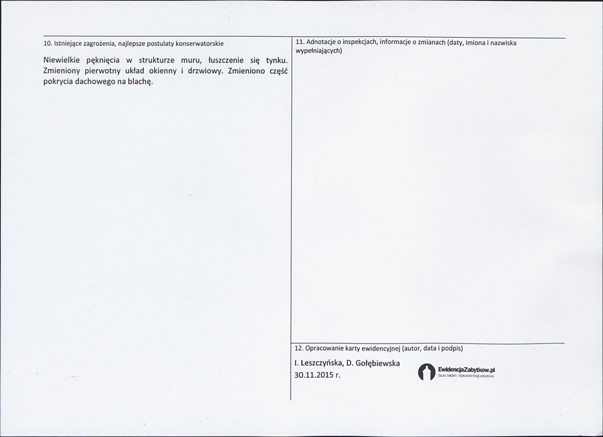 Karta obiektu niewpisanego do rejestru, skan nr 2