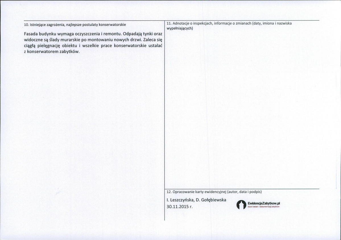 Karta obiektu niewpisanego do rejestru, skan nr 2