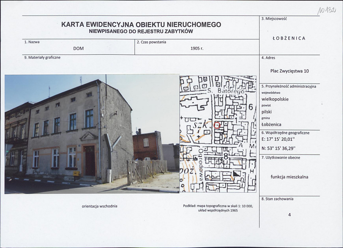 Karta obiektu niewpisanego do rejestru, skan nr 1