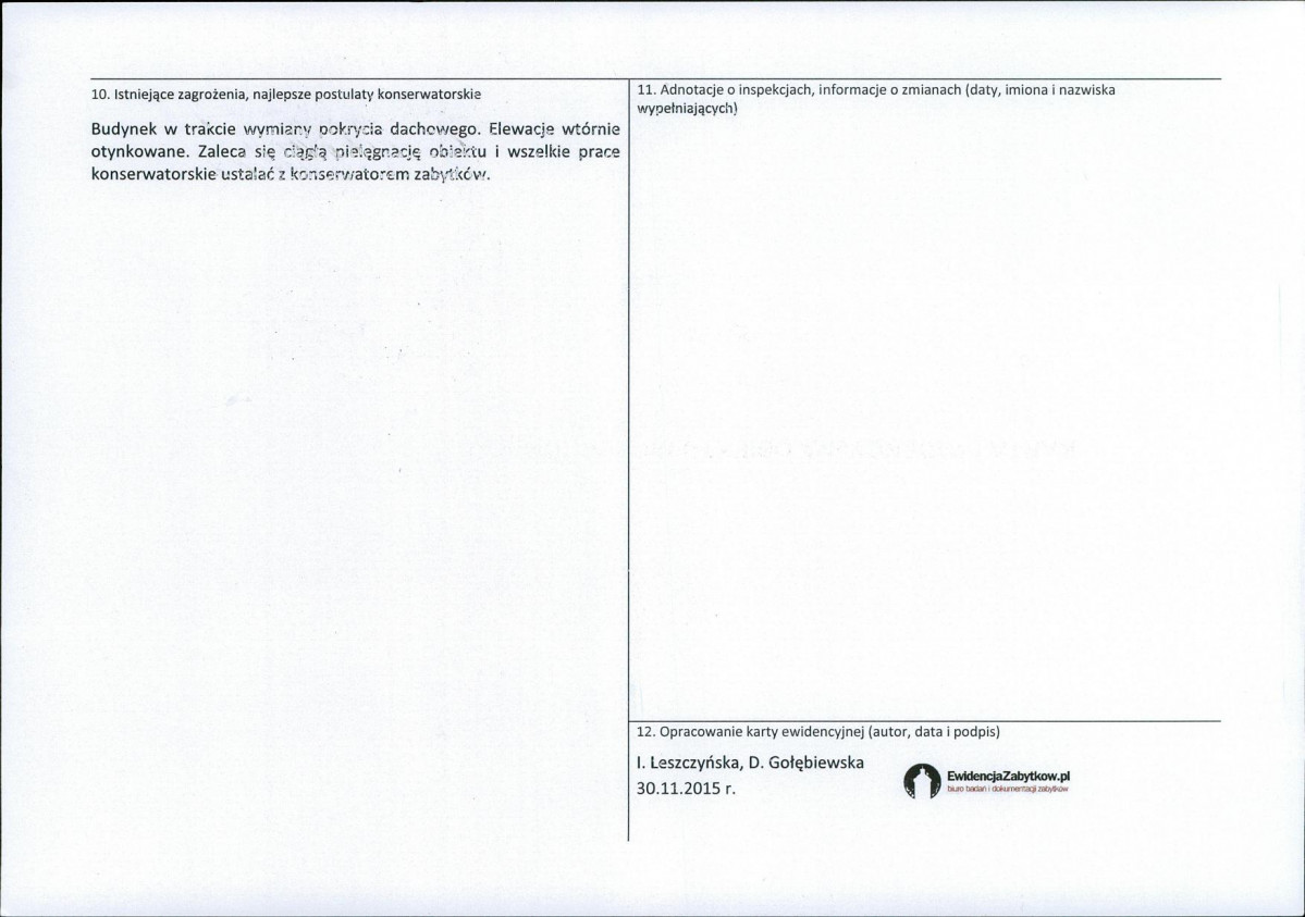 Karta obiektu niewpisanego do rejestru, skan nr 2