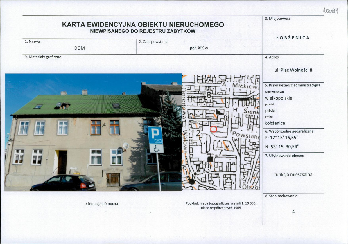 Karta obiektu niewpisanego do rejestru, skan nr 1