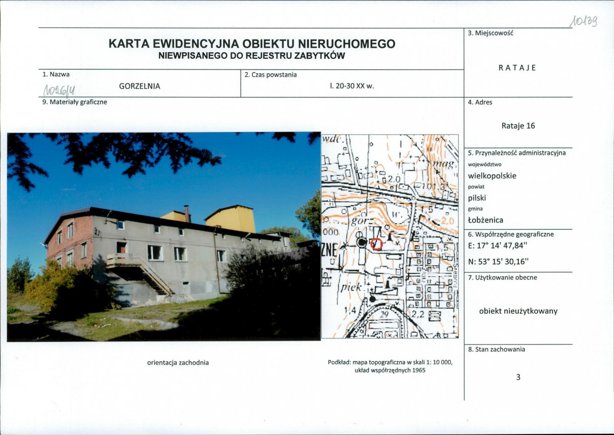 Karta obiektu niewpisanego do rejestru, skan nr 1