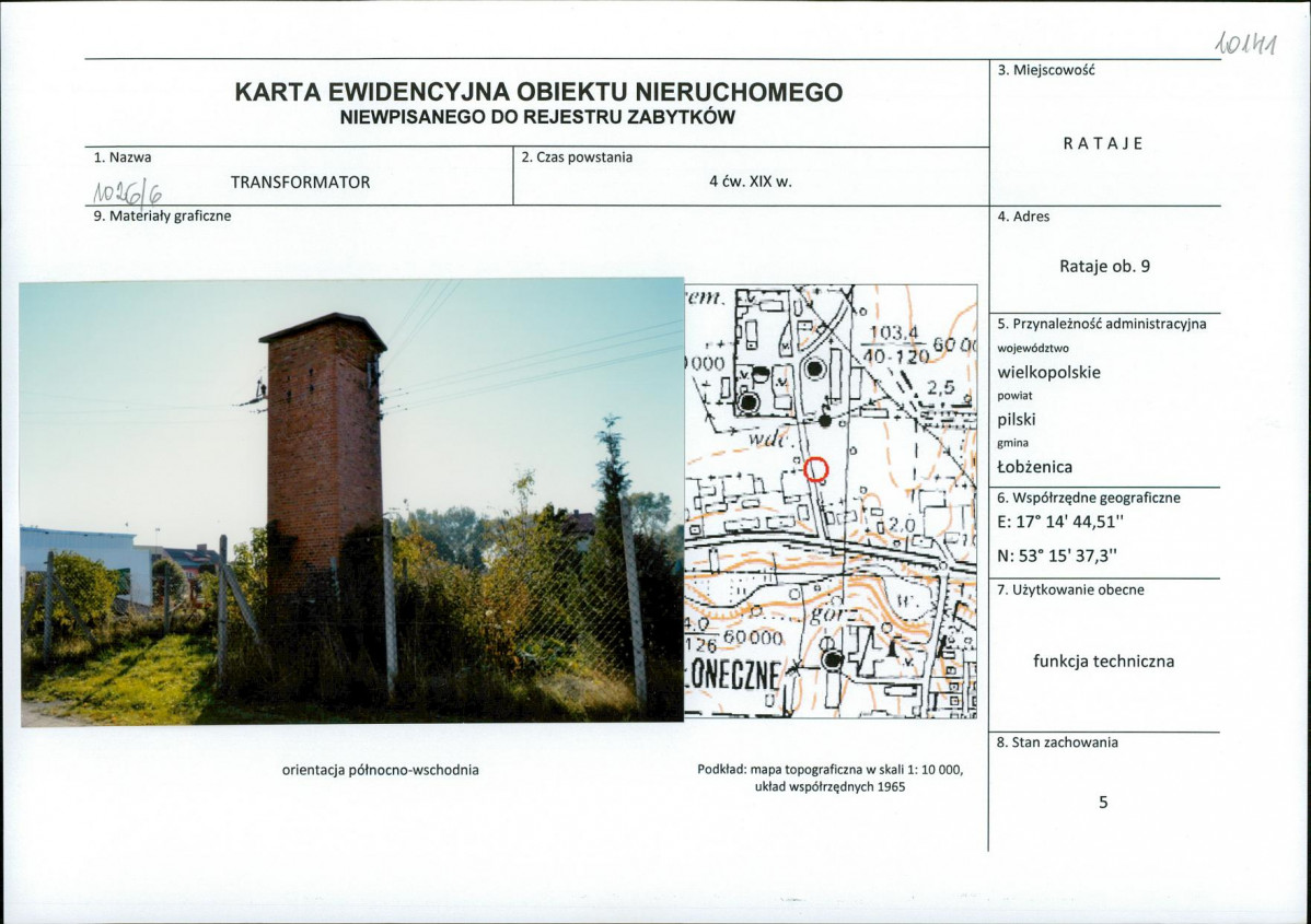 Karta obiektu niewpisanego do rejestru, skan nr 1