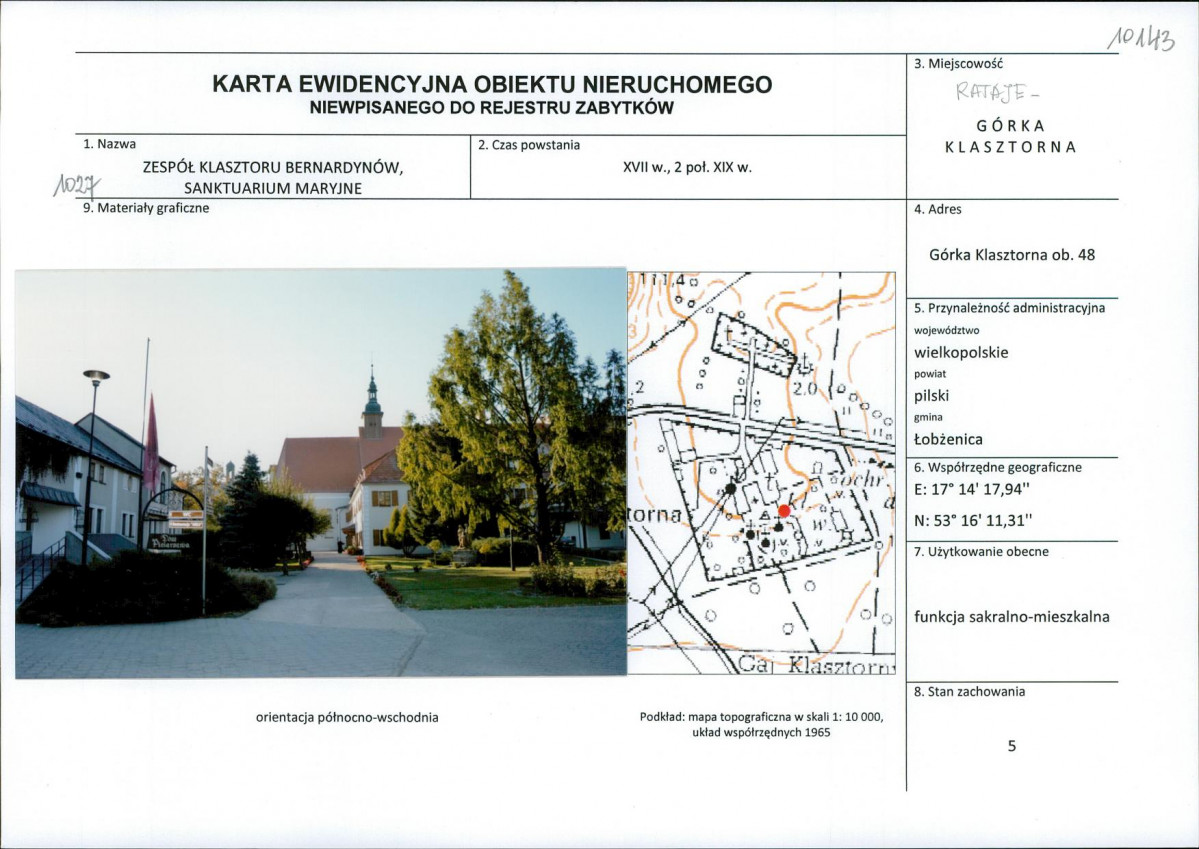 Karta obiektu niewpisanego do rejestru, skan nr 1