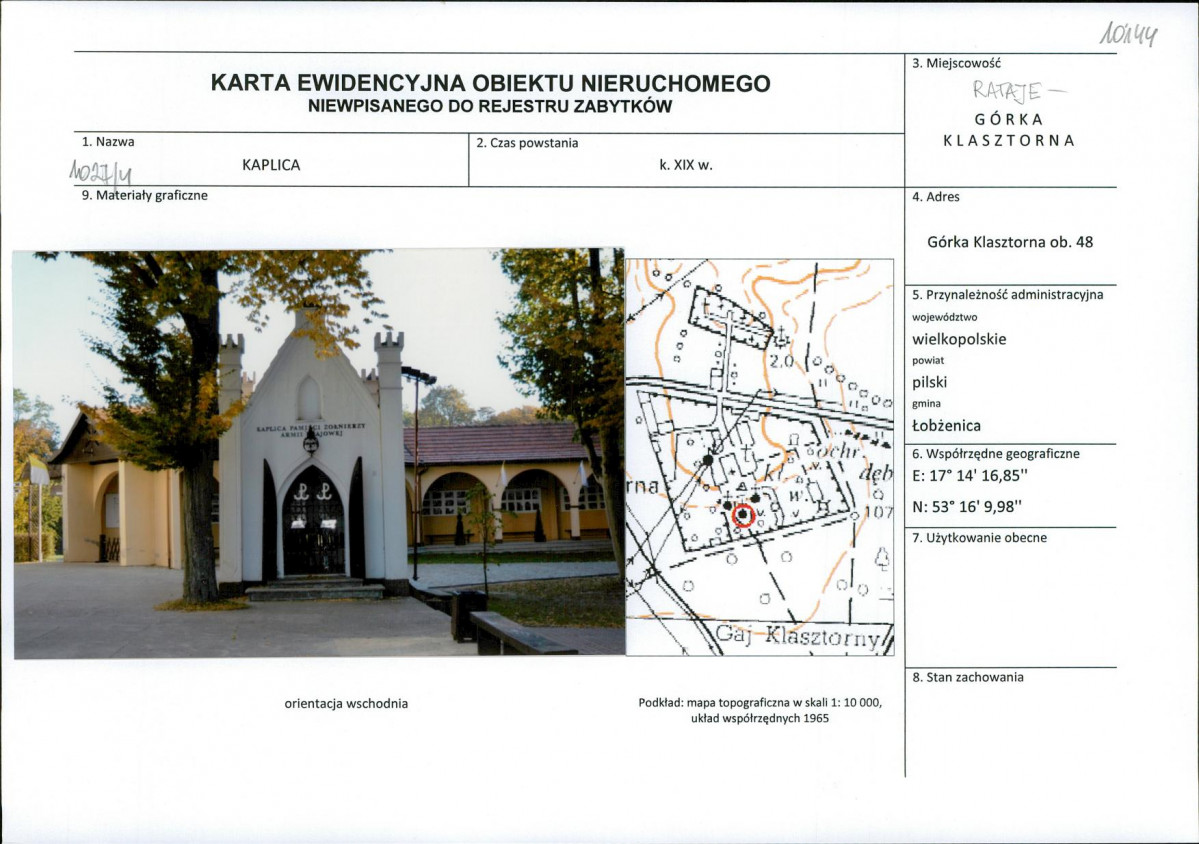 Karta obiektu niewpisanego do rejestru, skan nr 1