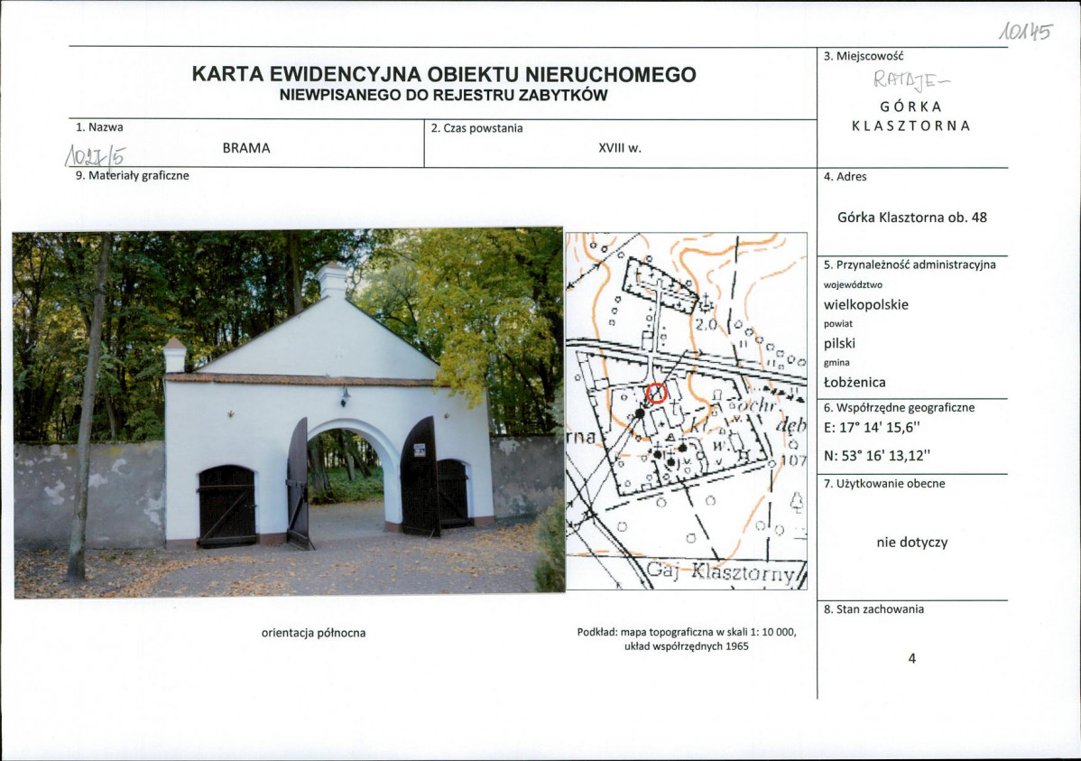 Karta obiektu niewpisanego do rejestru, skan nr 1