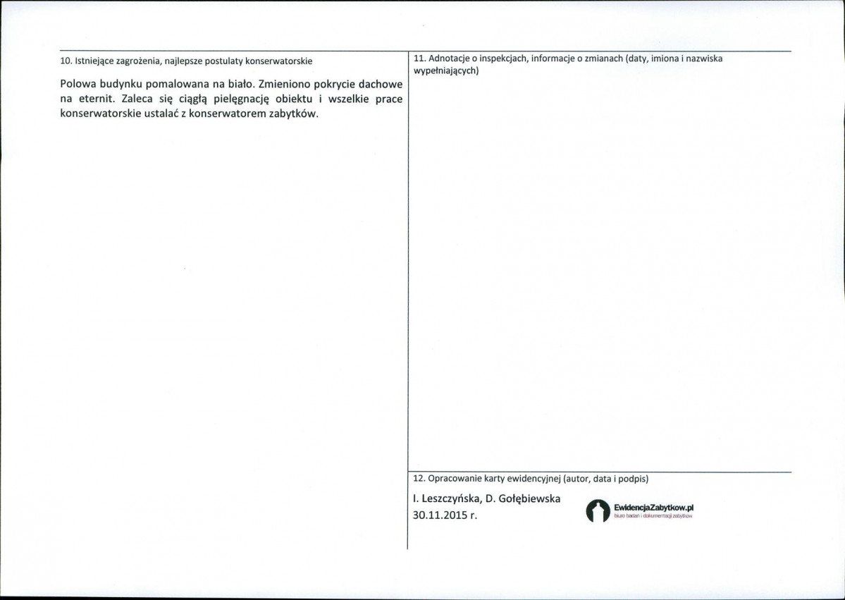 Karta obiektu niewpisanego do rejestru, skan nr 2
