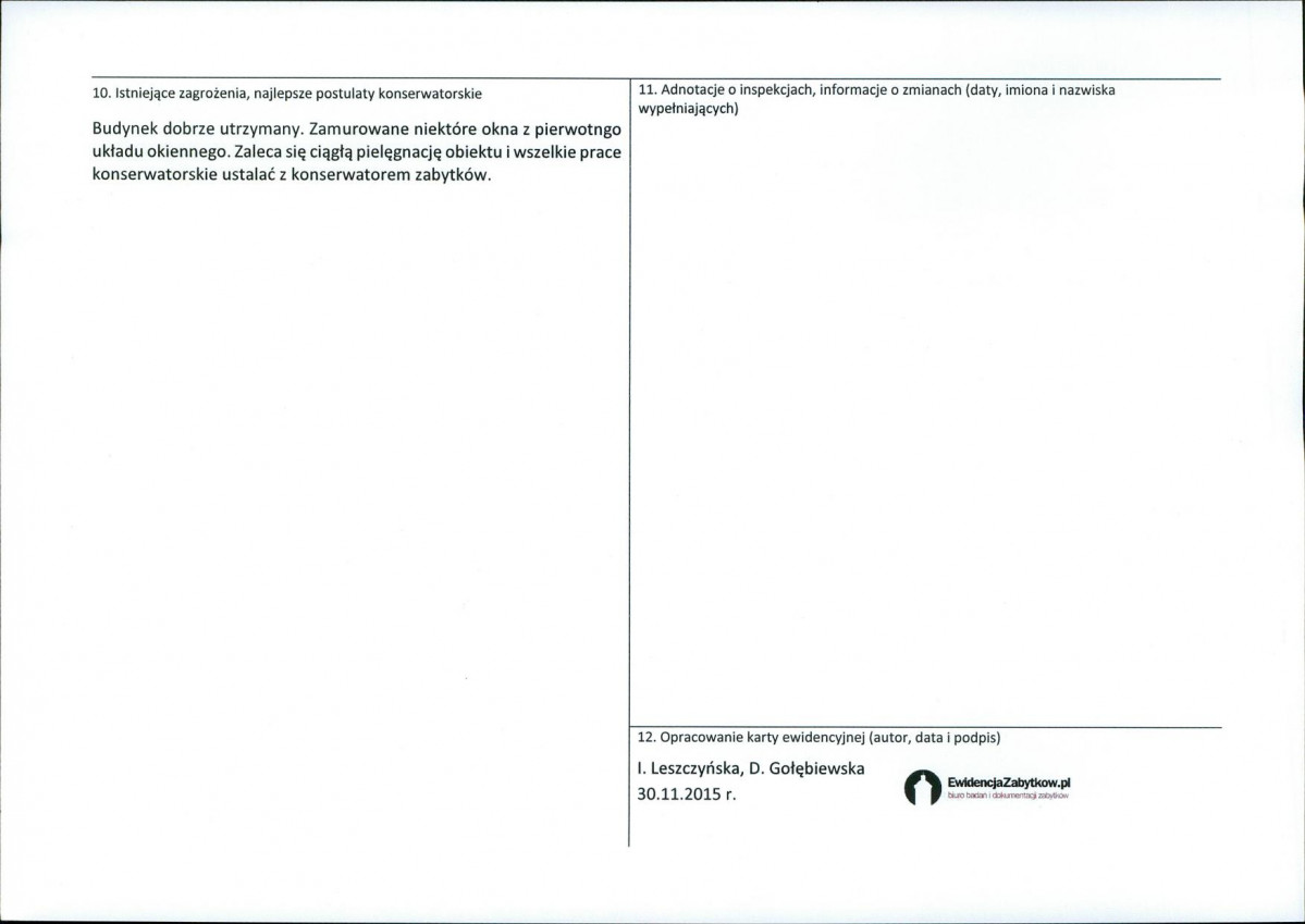 Karta obiektu niewpisanego do rejestru, skan nr 2
