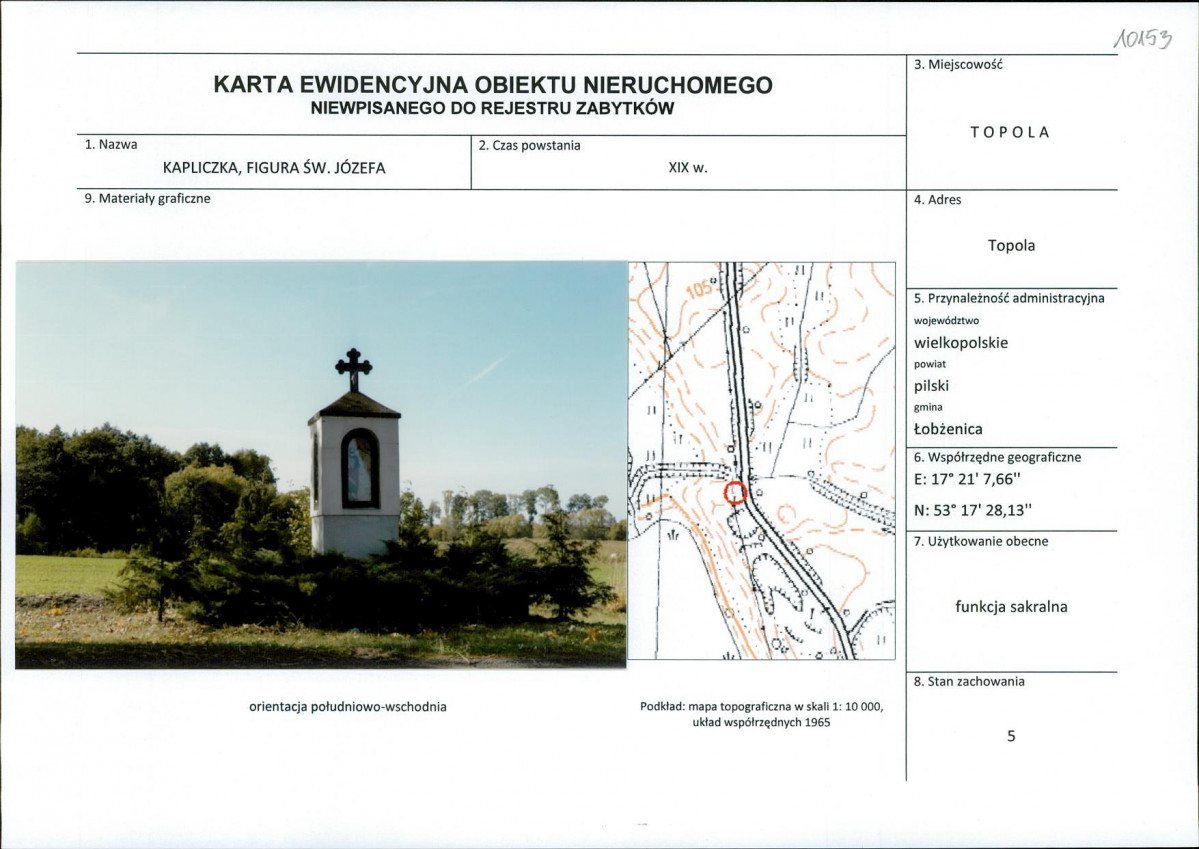 Karta obiektu niewpisanego do rejestru, skan nr 1