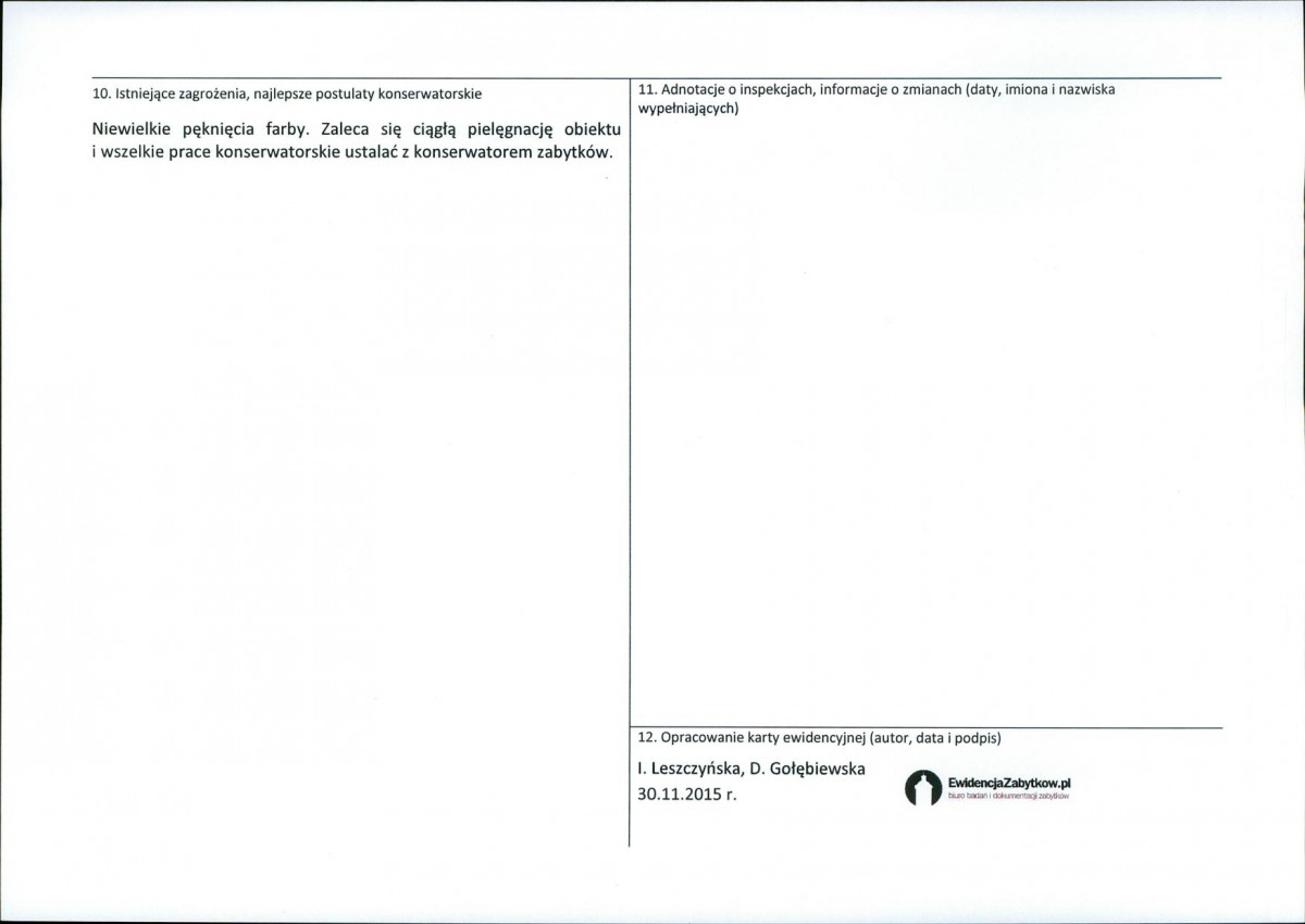 Karta obiektu niewpisanego do rejestru, skan nr 2
