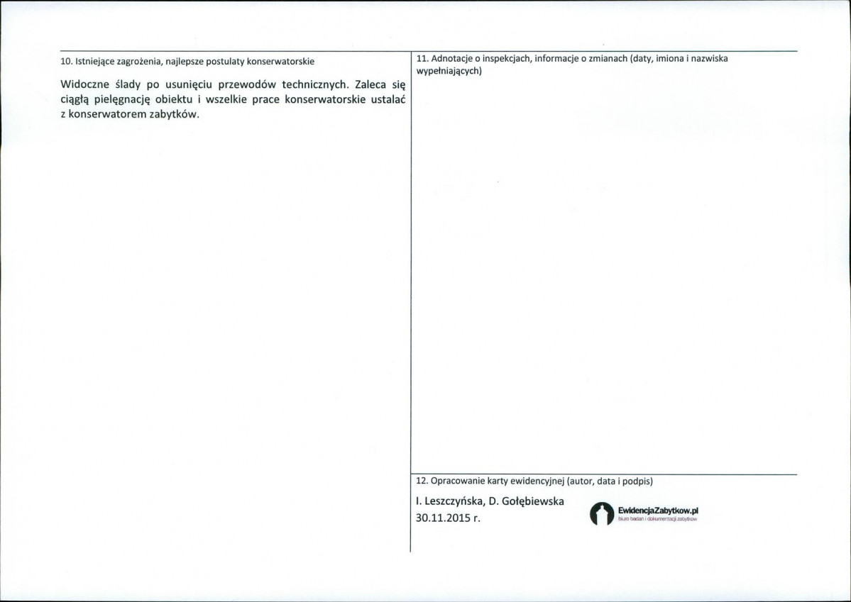 Karta obiektu niewpisanego do rejestru, skan nr 2