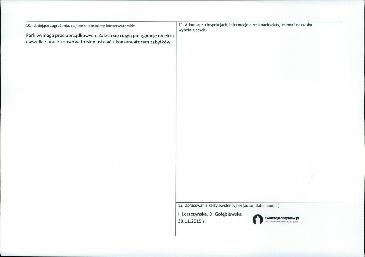 Karta obiektu niewpisanego do rejestru, skan nr 2