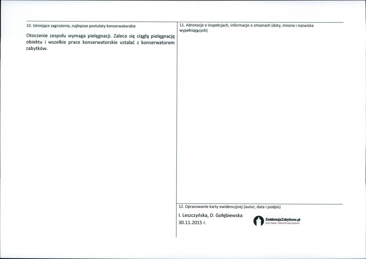 Karta obiektu niewpisanego do rejestru, skan nr 2