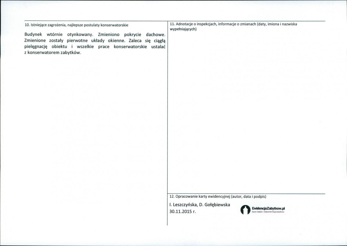 Karta obiektu niewpisanego do rejestru, skan nr 2