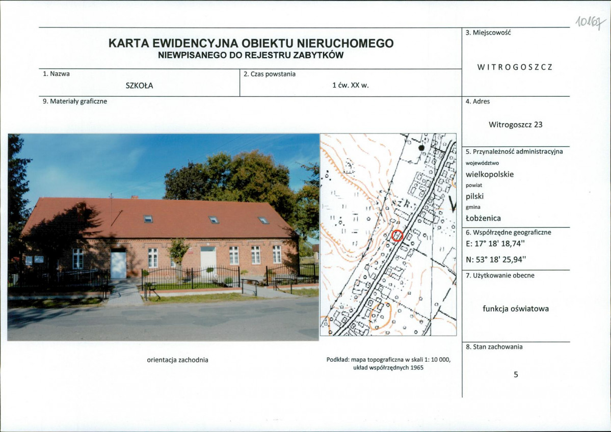 Karta obiektu niewpisanego do rejestru, skan nr 1