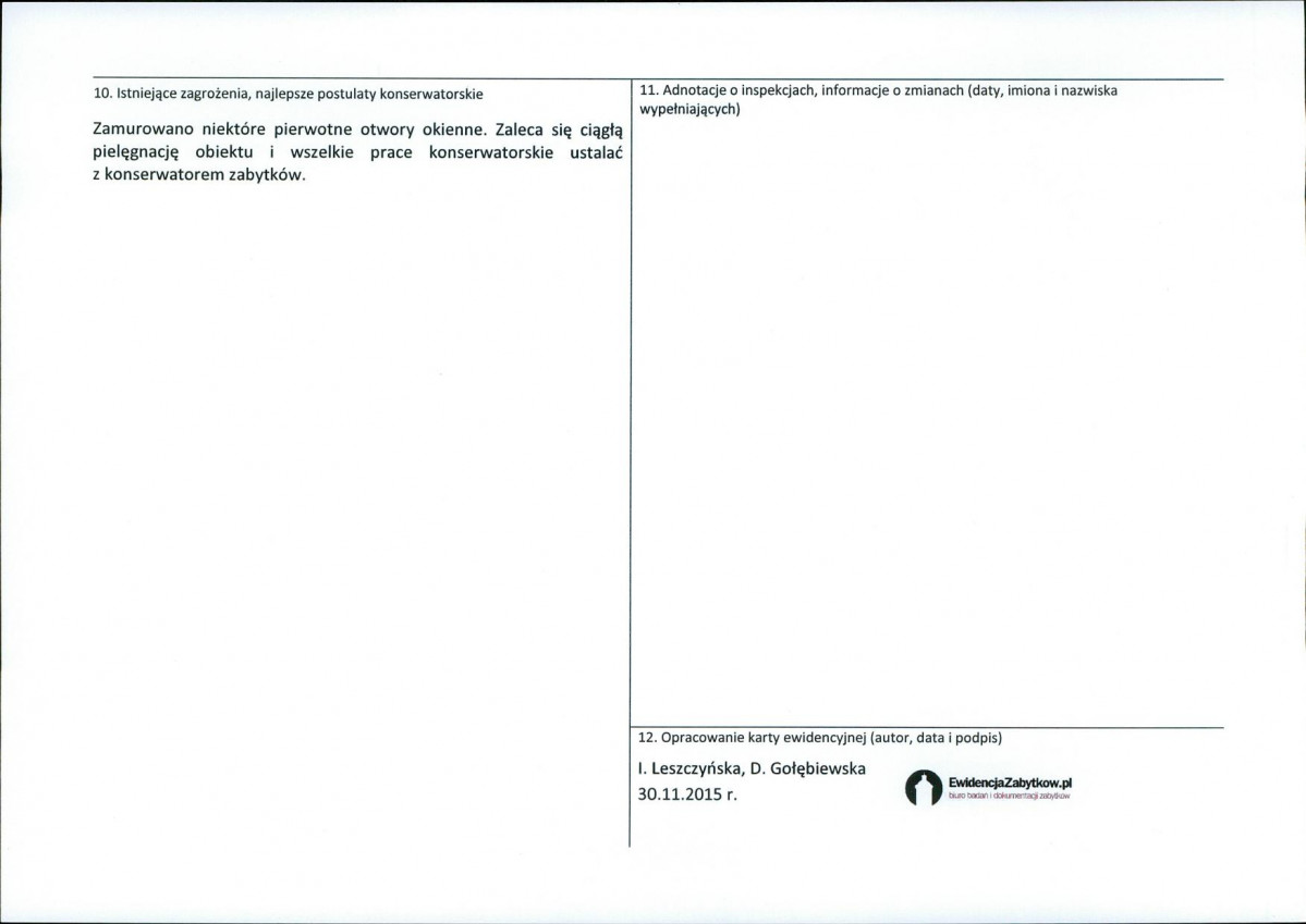 Karta obiektu niewpisanego do rejestru, skan nr 2