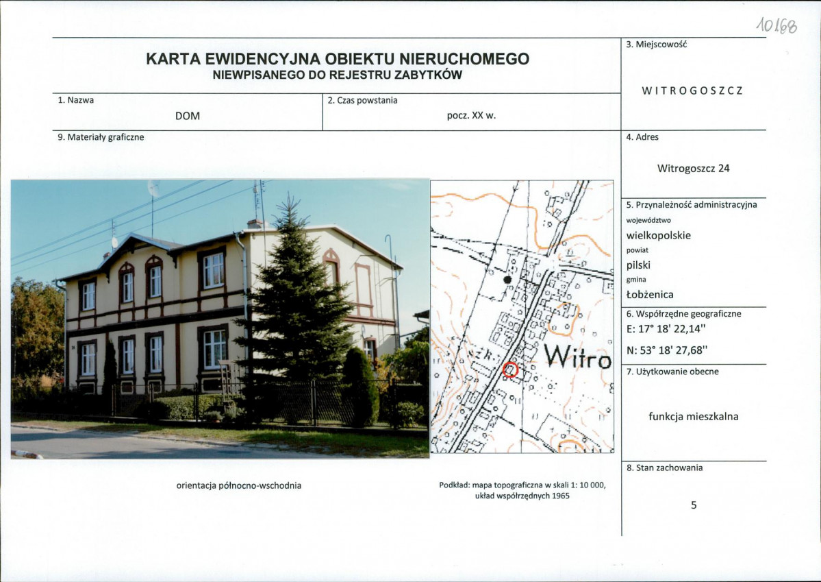 Karta obiektu niewpisanego do rejestru, skan nr 1