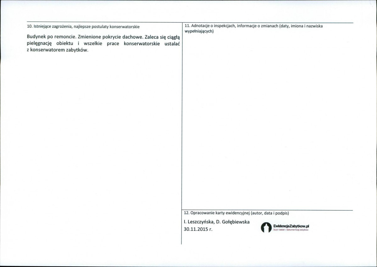 Karta obiektu niewpisanego do rejestru, skan nr 2