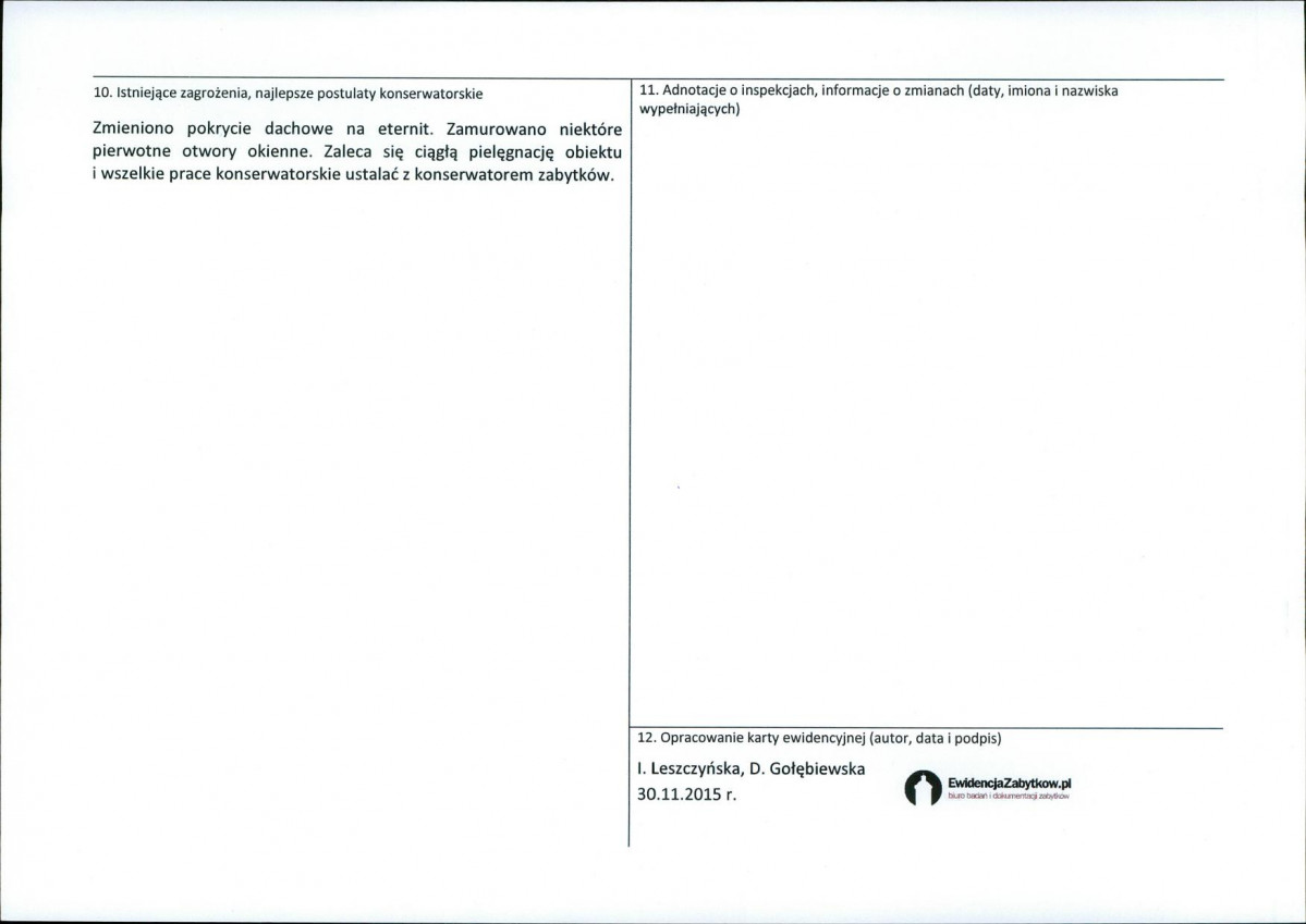 Karta obiektu niewpisanego do rejestru, skan nr 2