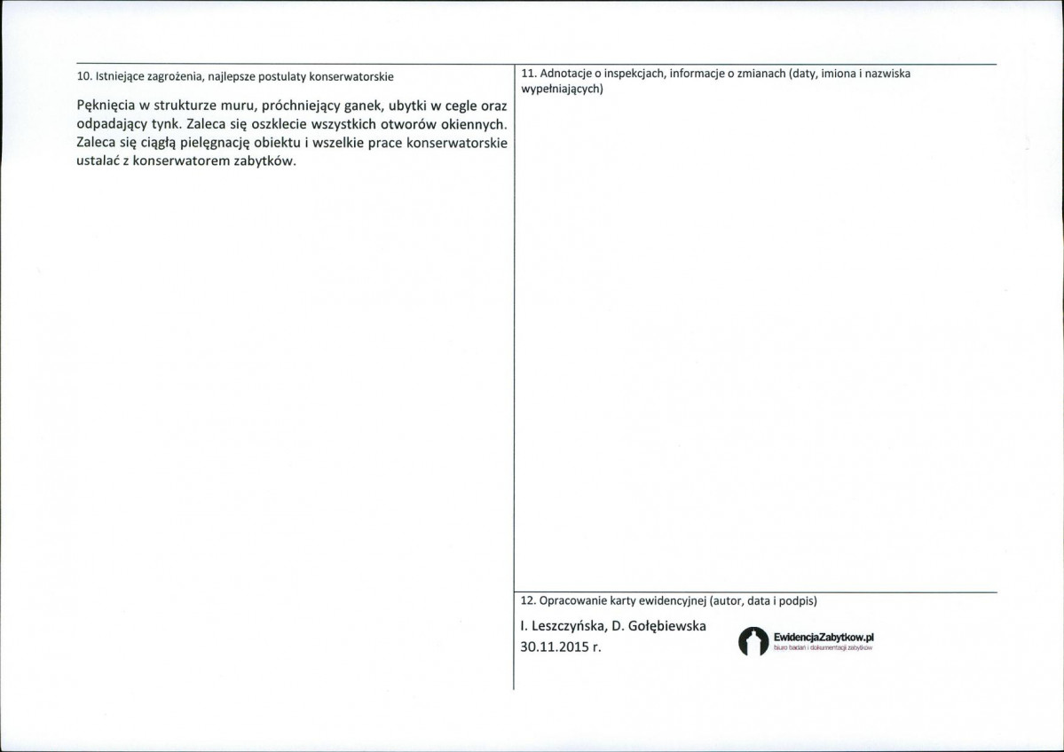 Karta obiektu niewpisanego do rejestru, skan nr 2