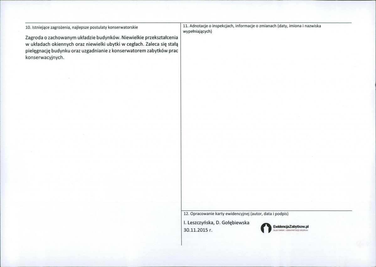 Karta obiektu niewpisanego do rejestru, skan nr 2