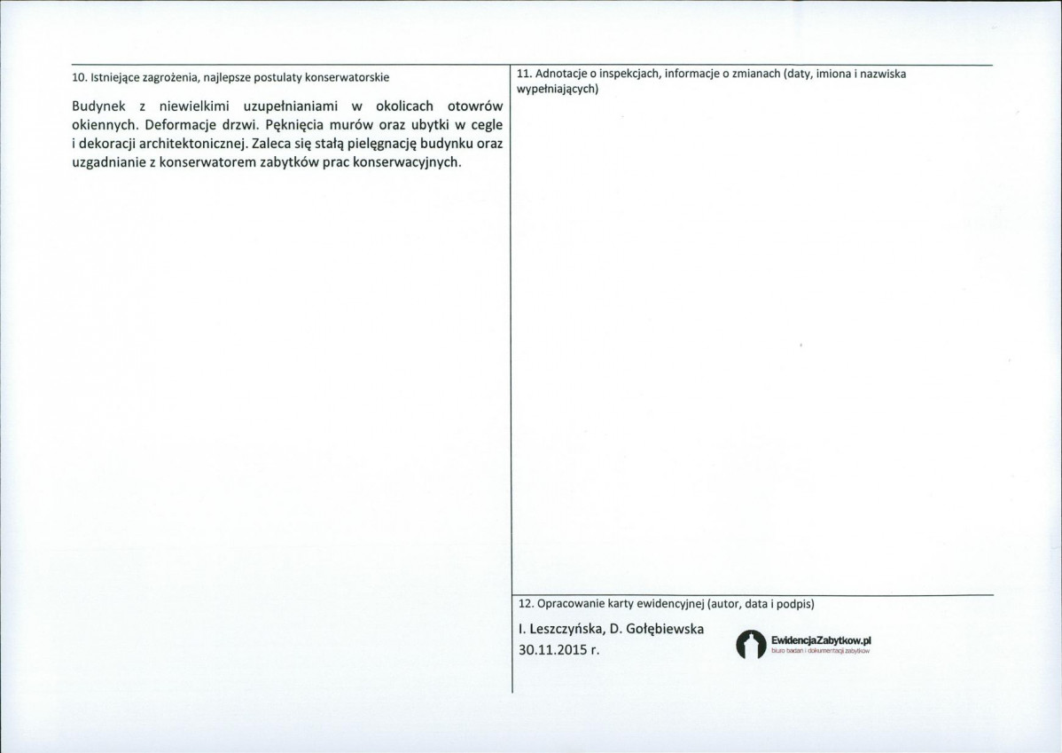 Karta obiektu niewpisanego do rejestru, skan nr 2