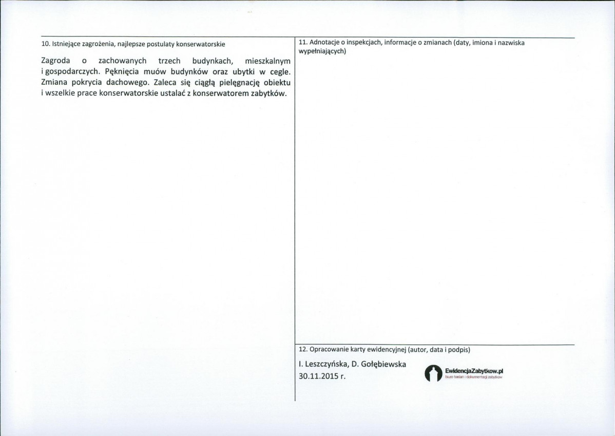 Karta obiektu niewpisanego do rejestru, skan nr 2